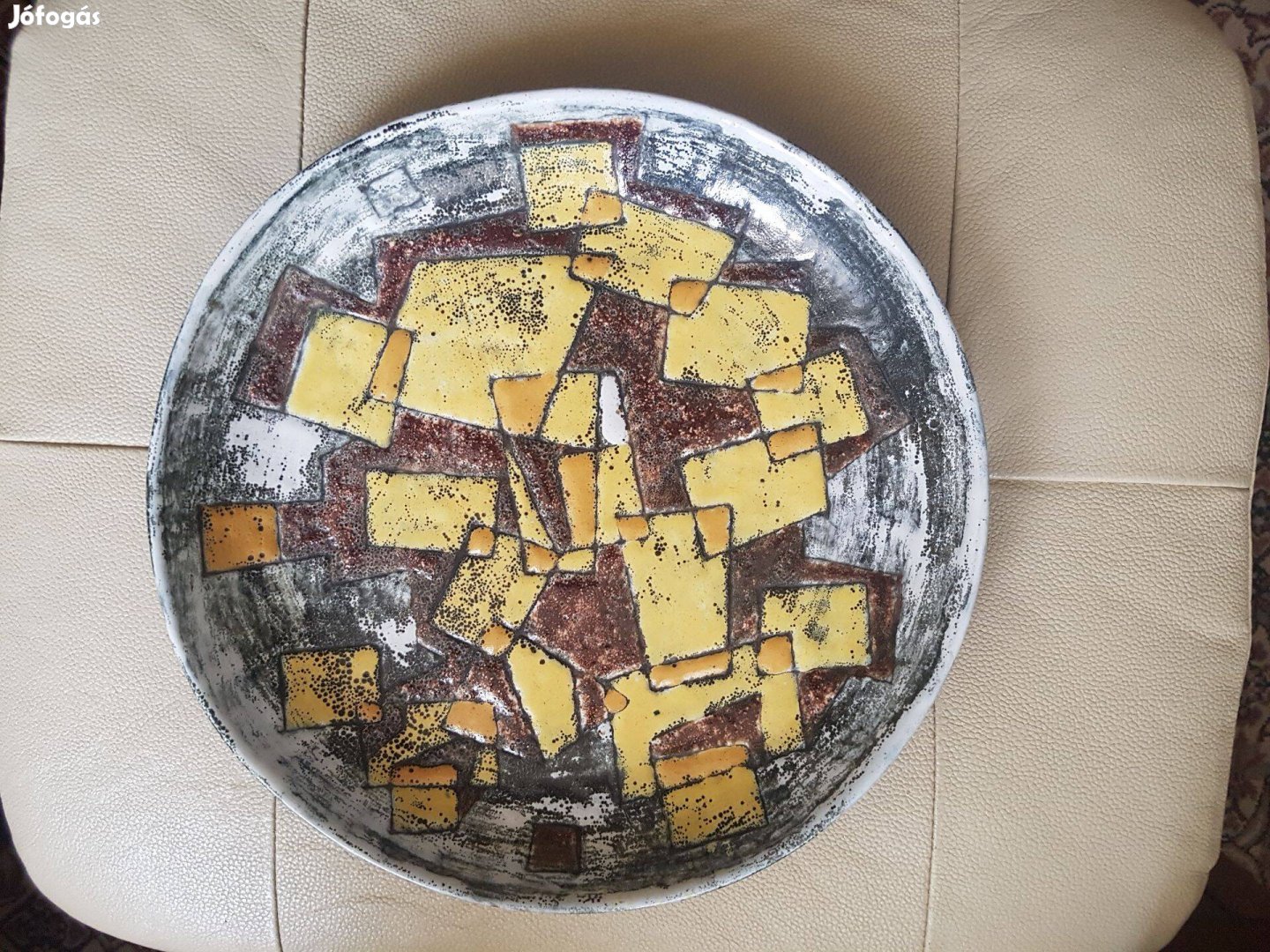 Jelzett Pál Ferenc absztrakt mintás kerámia tányér tál