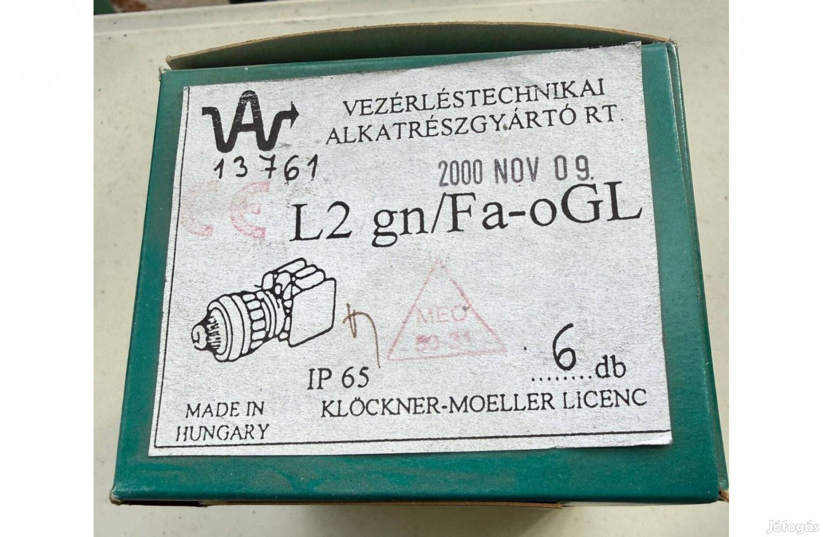Jelzőlámpa foglalattal, zöld L2-gnFa-oGL