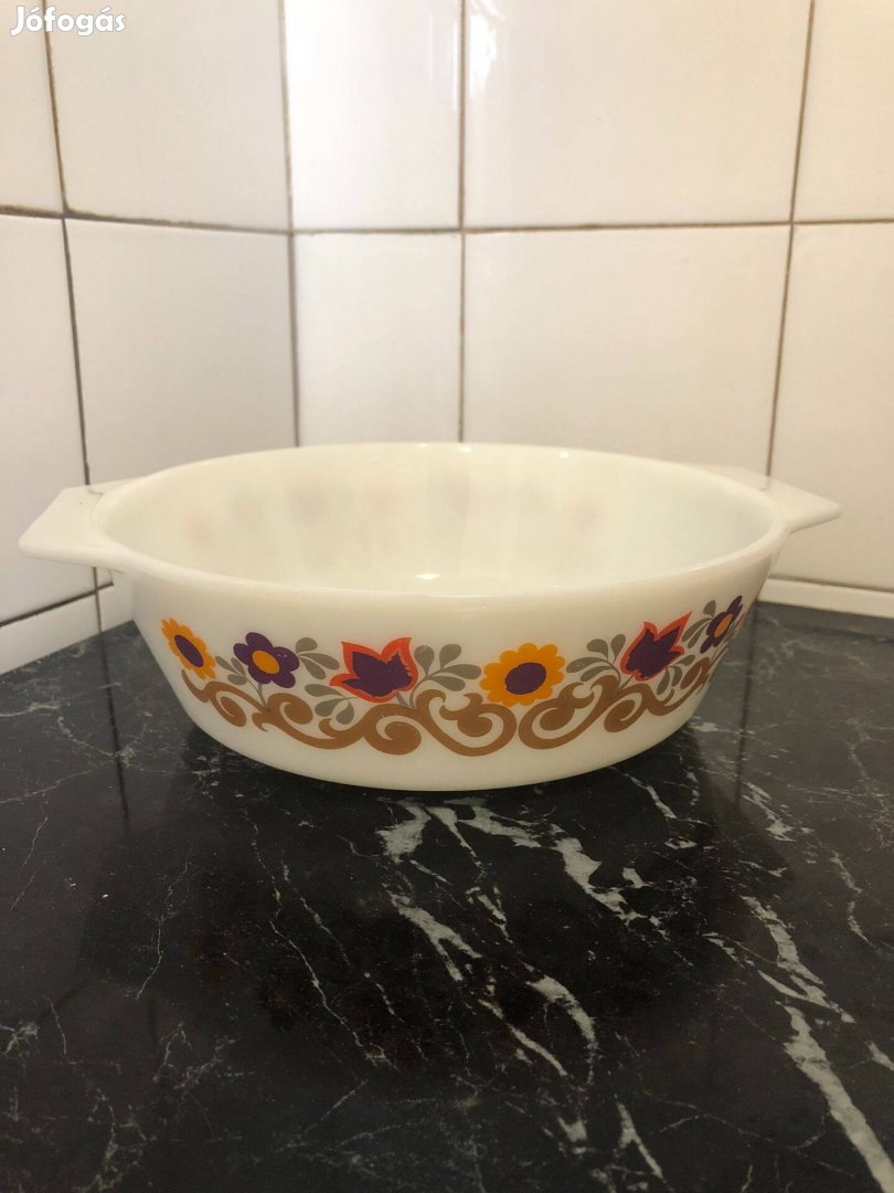 Jénai tejüveg virágmintás tál - Pyrex