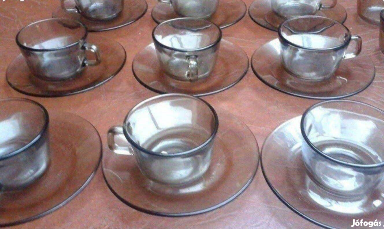 Jénai üveg kávés csésze készlet 26 db újszerű
