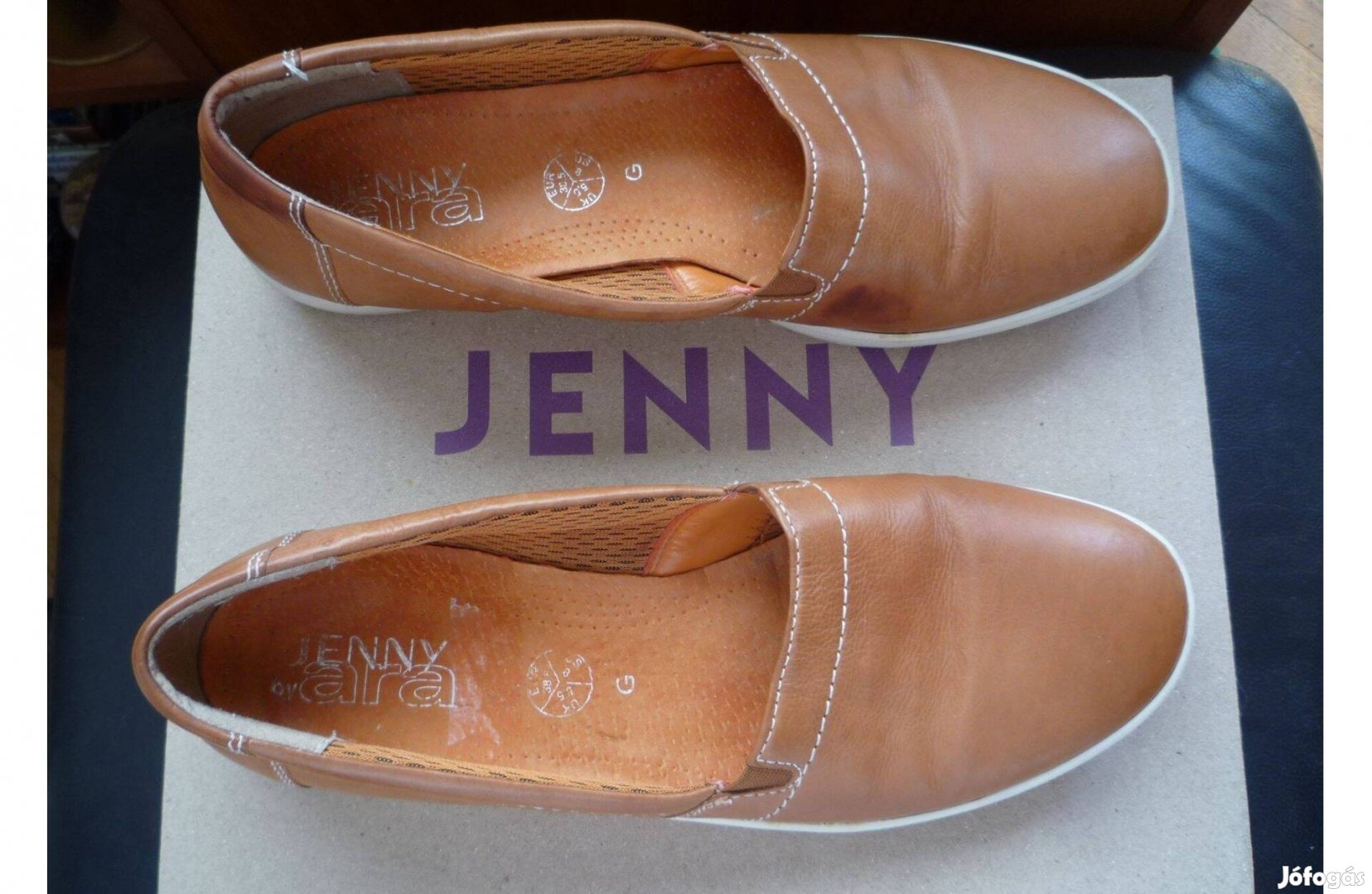 Jenny Ara mogyoró színű bőr 38,5-ös Luftposter papucscipő