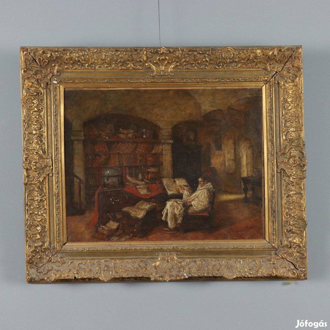 Jeno Chemendy szignóval ellátott antik festmény, 19.