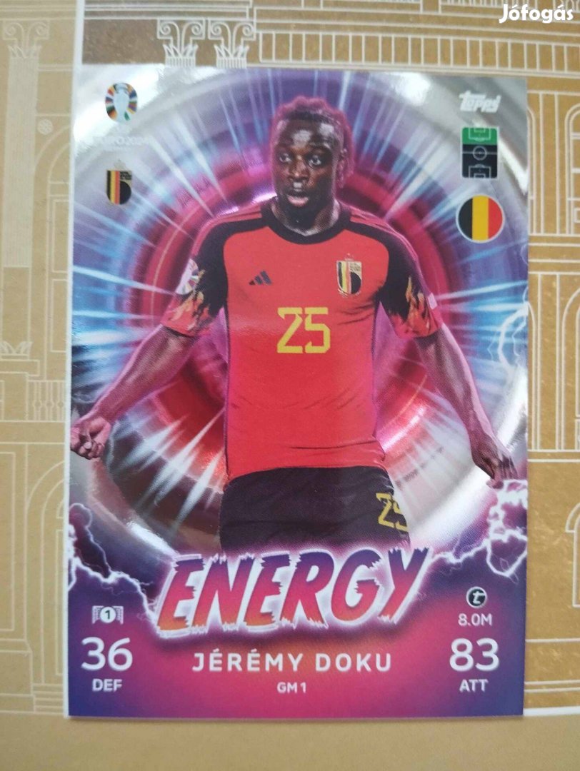 Jeremy Doku (Belgium) Energy Euro 2024 kártya