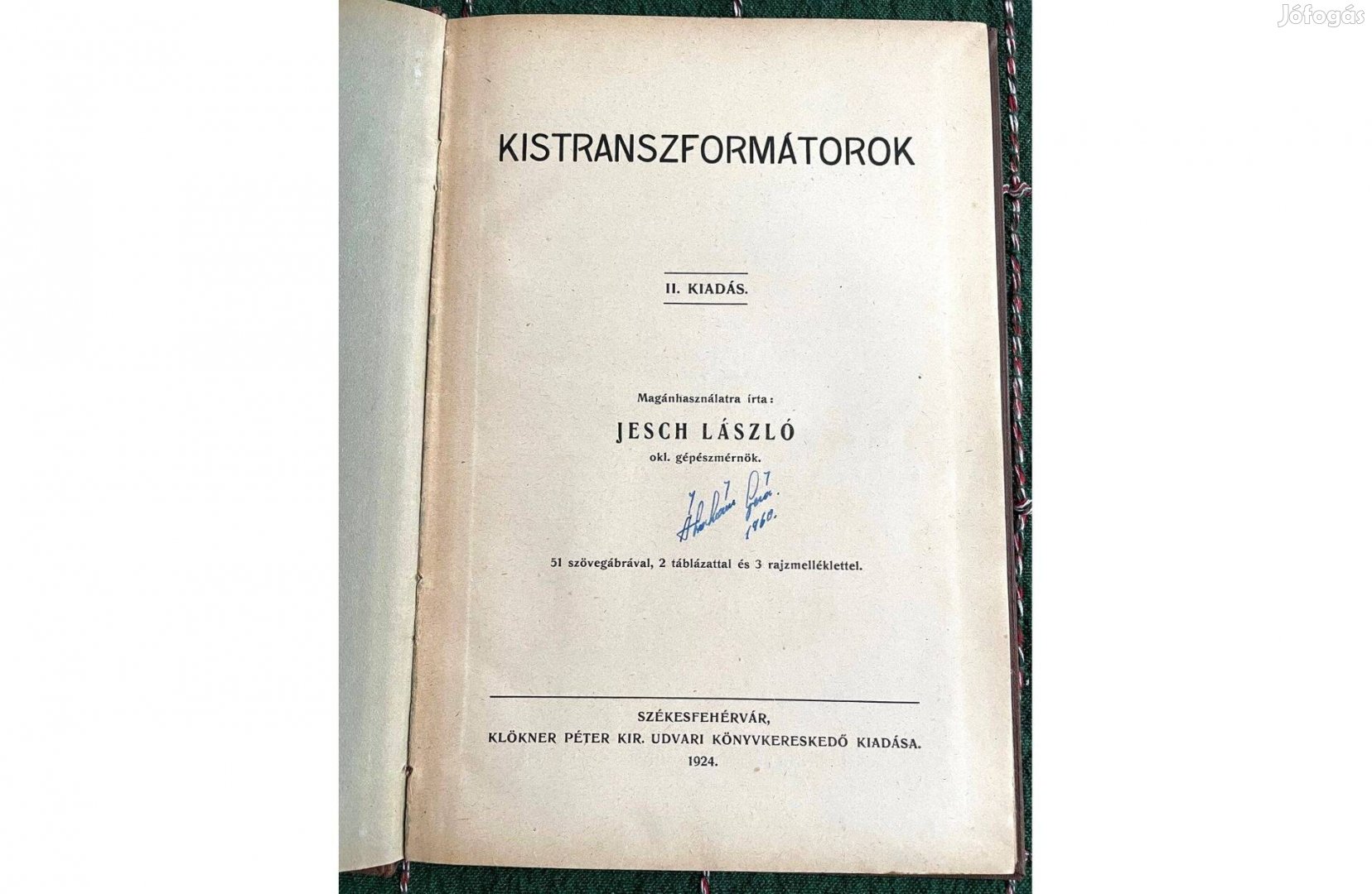 Jesch László: Kistranszformátorok antikvár könyv, 1924