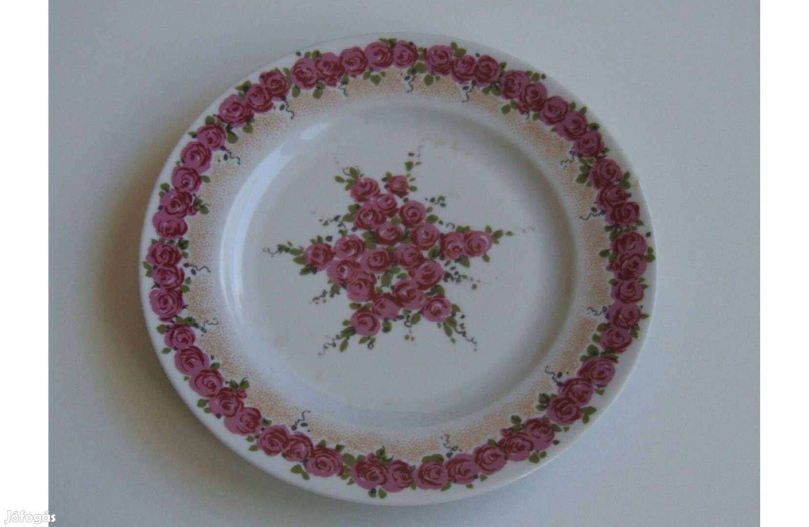 Jlmenau német porcelán rózsás süteményes tányér