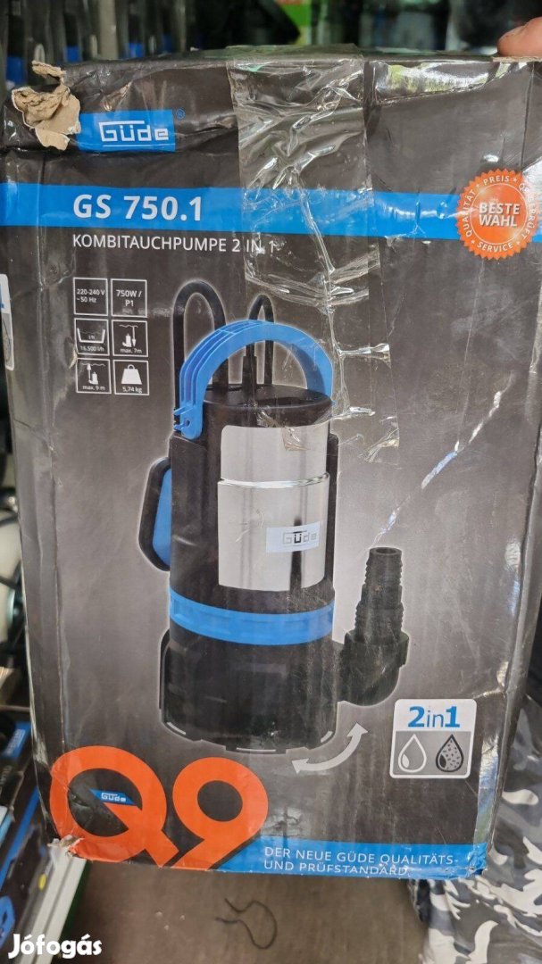 Jó áron, szennyvízszivattyú 750W-os motorral, úszókapcsolóval, garis