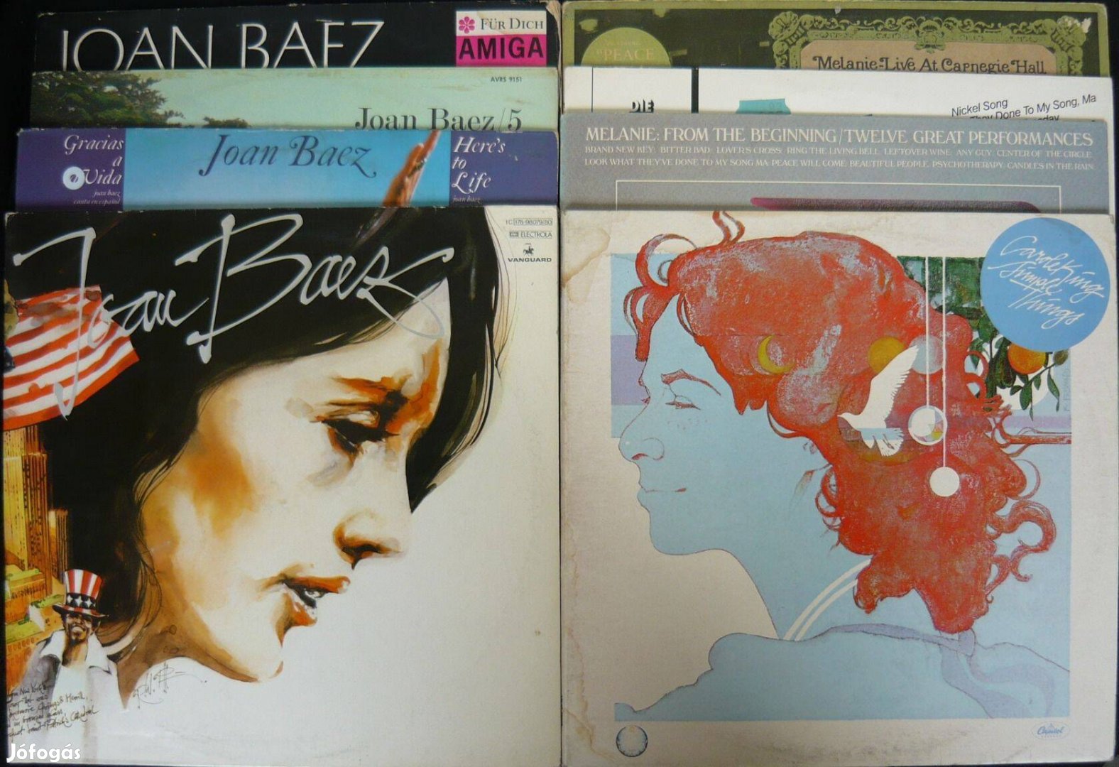 Joan Baez-Melanie-Carole King folk LP-kollekció (8 kiadvány, 9 lemez)