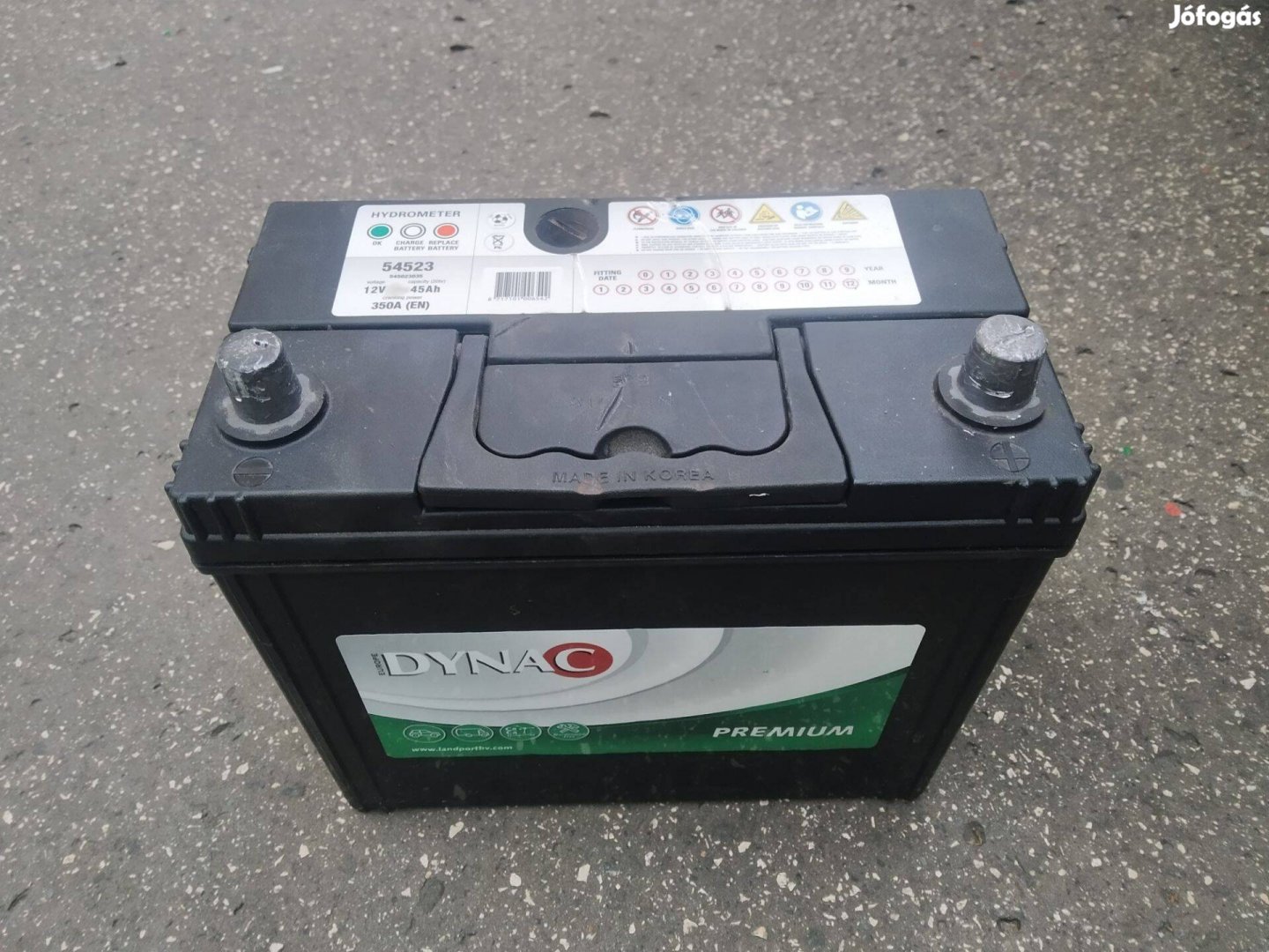 Jobb pozitiv Dynac Premium 54523 45Ah starter indító akkumulátor 350A