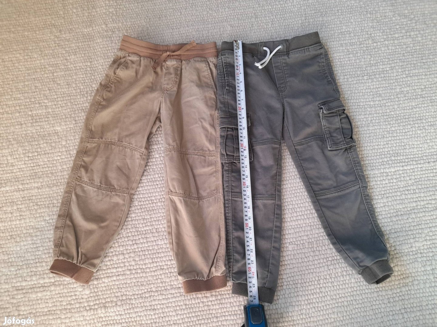 Jogger cargo nadrág pamutvászon zöld drapp fiú 116-os