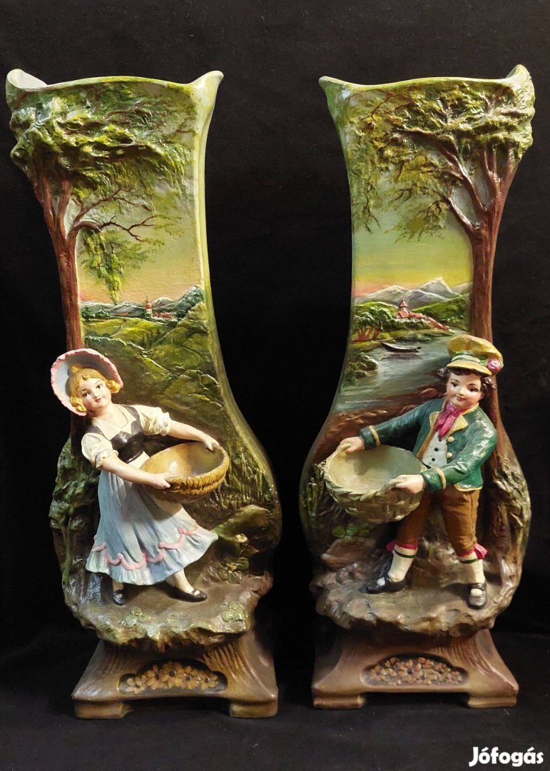 Johann Maresch August Otto korai figurális kerámia váza pár