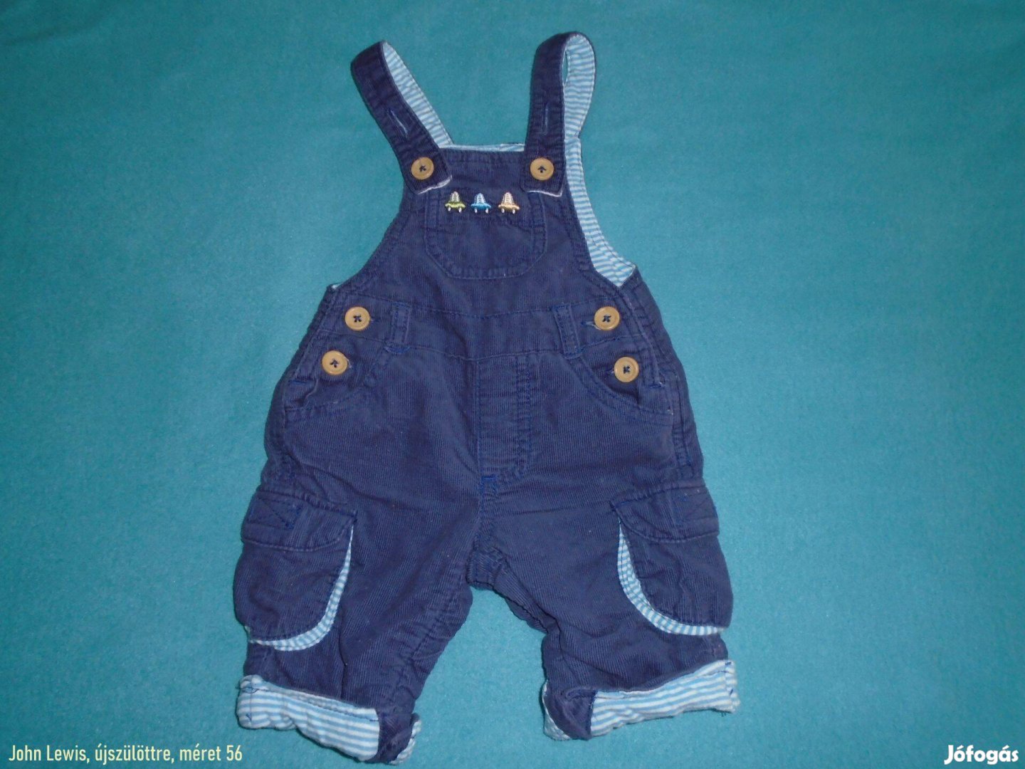 John Lewis kék színű kantáros nadrág újszülöttre méret 56