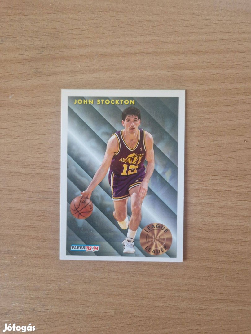 John Stockton Fleer 1993-94 League Leader 228 kosaras kártya