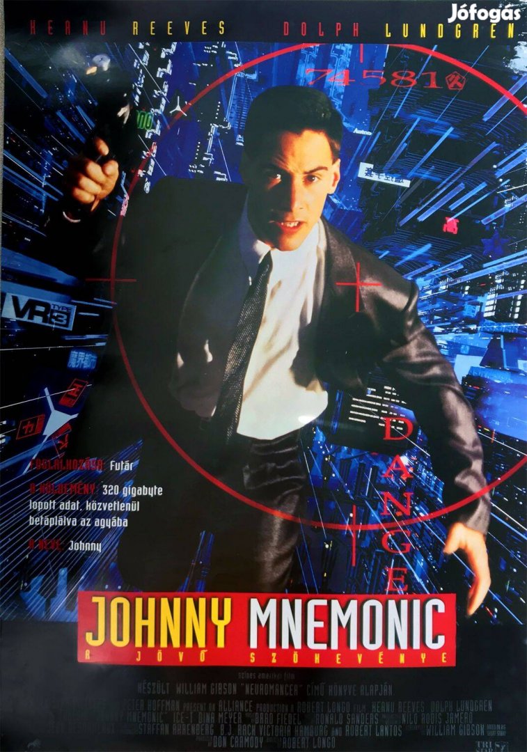 Johnny Mnemonic A jövő szökevénye mozi plakát Keanu Reeves