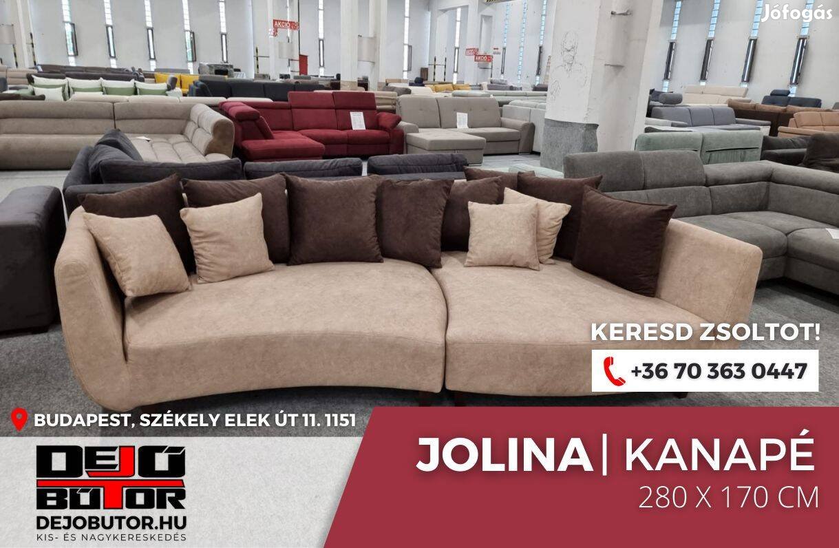 Jolina rugós íves kanapé 280x170 cm ülőgarnitúra bézs barna fix bútor