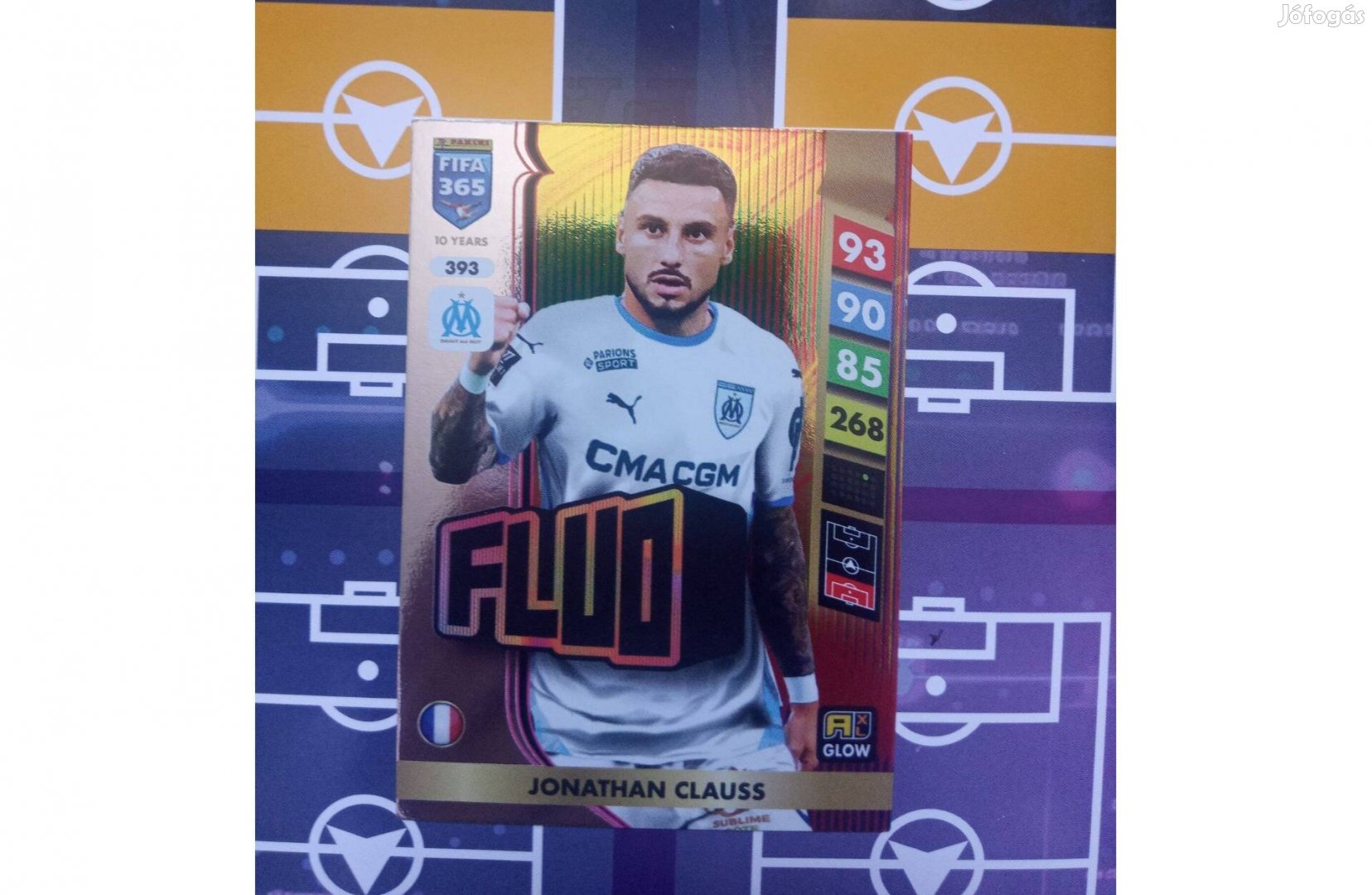 Jonathan Clauss (Marseille) Panini Fifa 365 2025 Fluo kártya