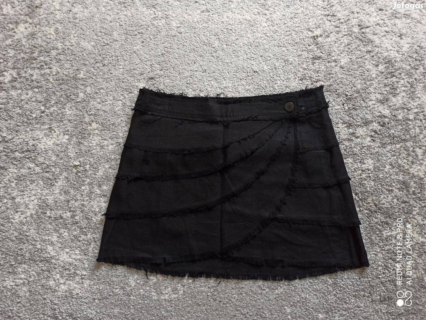 Jonathon Disley fekete átlapolós vászon miniszoknya