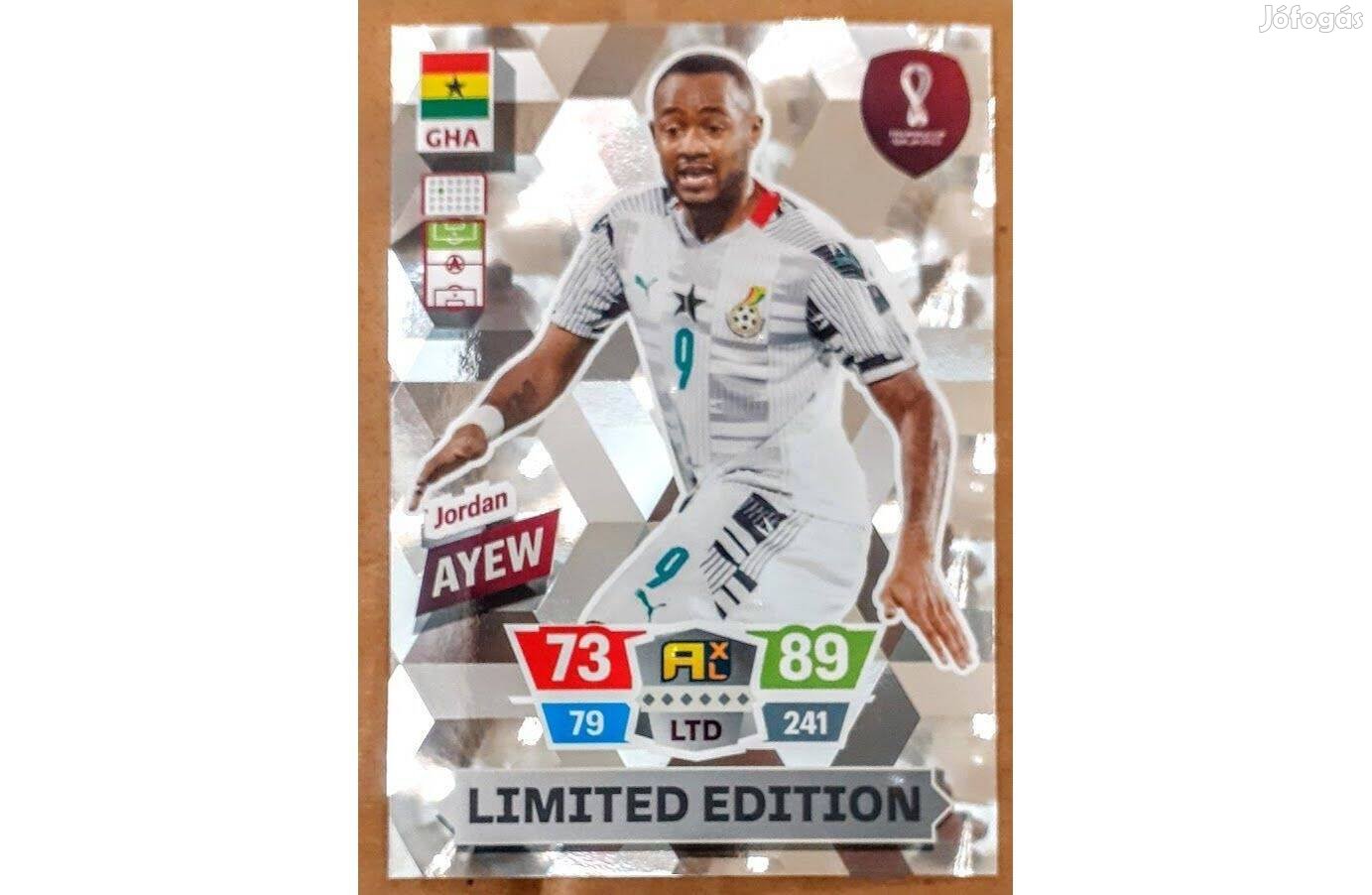 Jordan Ayew Ghána Limited focis kártya Panini World Cup Qatar 2022