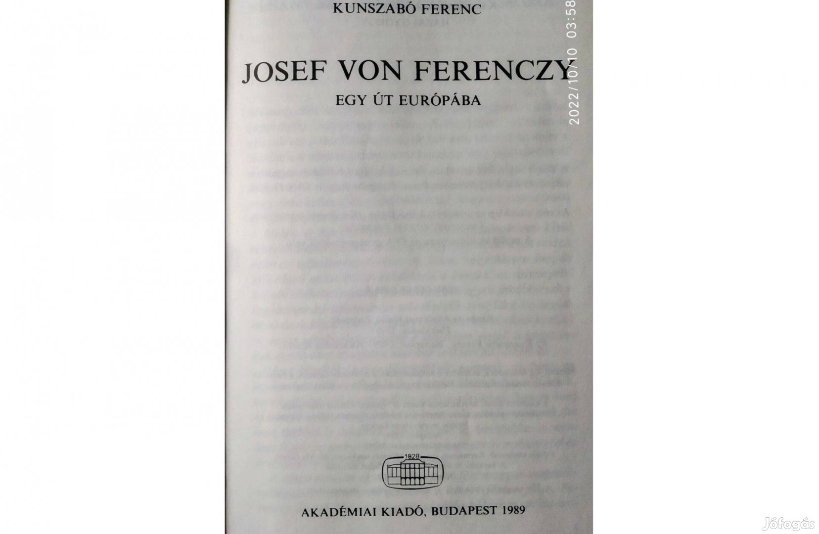 Josef von Ferenczy - Egy út Európába Kunszabó Ferenc Szerk.: Hazai Gyö