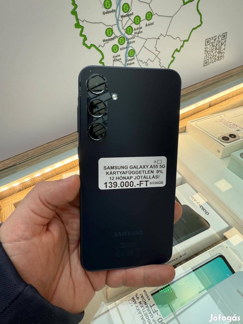 Jótállással Galaxy A55 Fekete 256GB Független