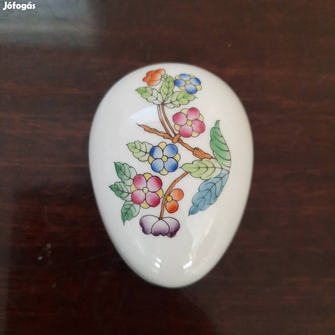 Jubileumi Herendi Viktória mintás porcelán tojás bonbonier