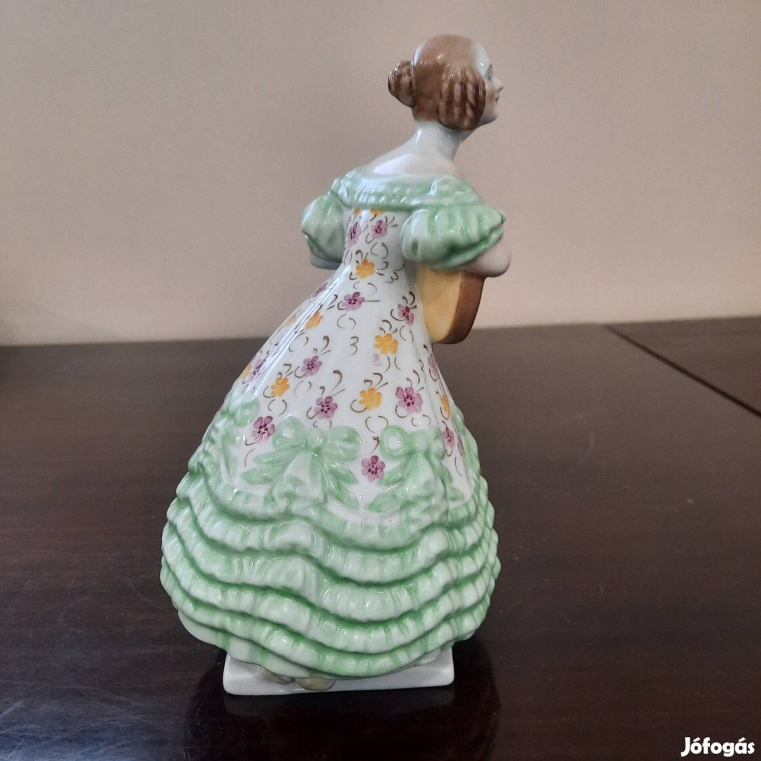 Jubileumi Herendi zöld virágos ruhás Déryné porcelán figura