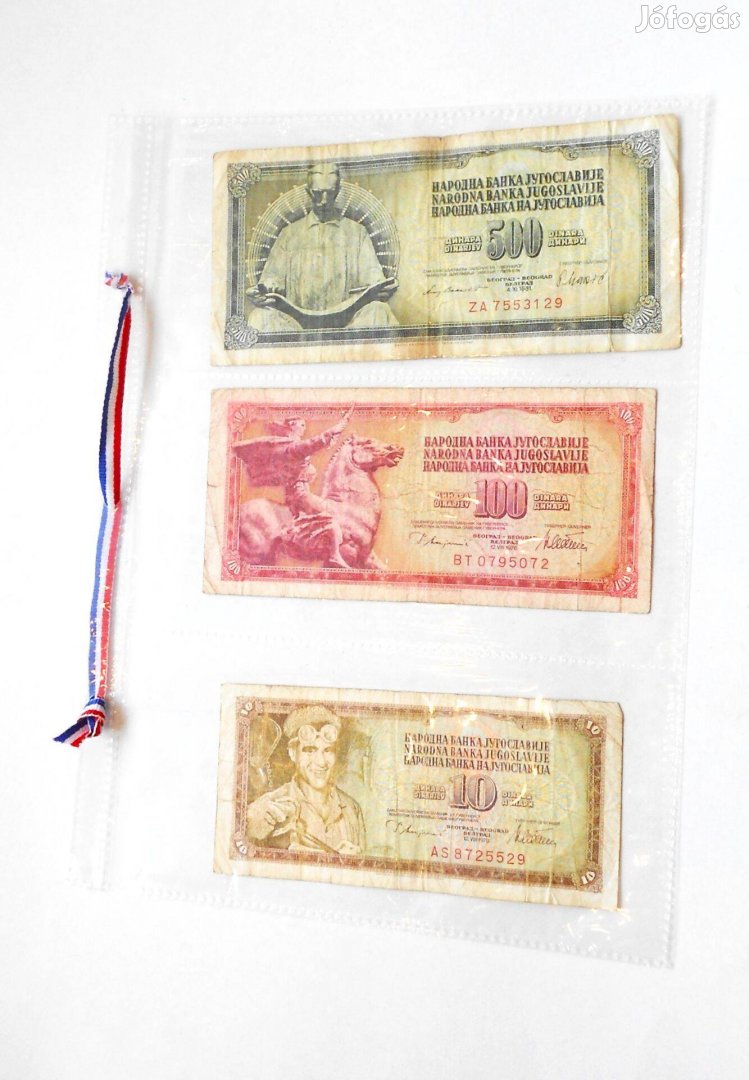 Jugoszláv papír pénz érme csomag