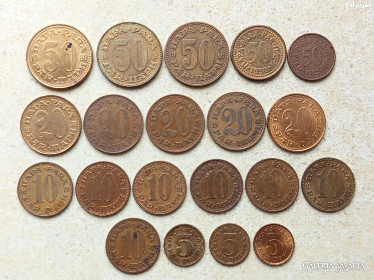 Jugoszlávia 20 db Különböző Érme 5,10,20,50 Para 1965-1990