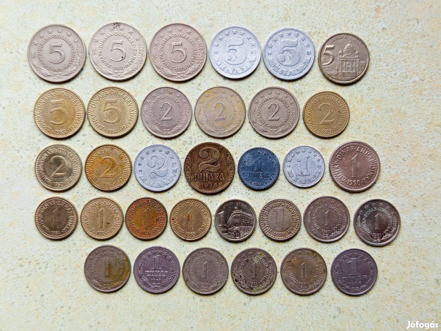 Jugoszlávia 33 db Különböző Érme 1,2,5 Dínár 1938-2002