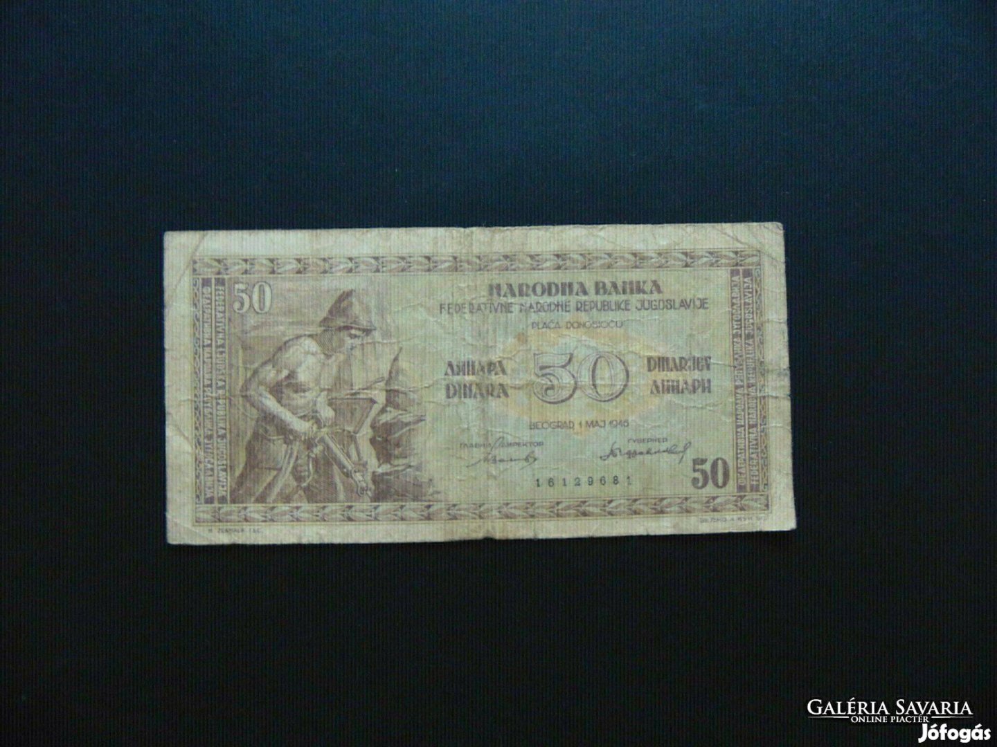 Jugoszlávia 50 dinár 1946 01 Ritkább bankjegy