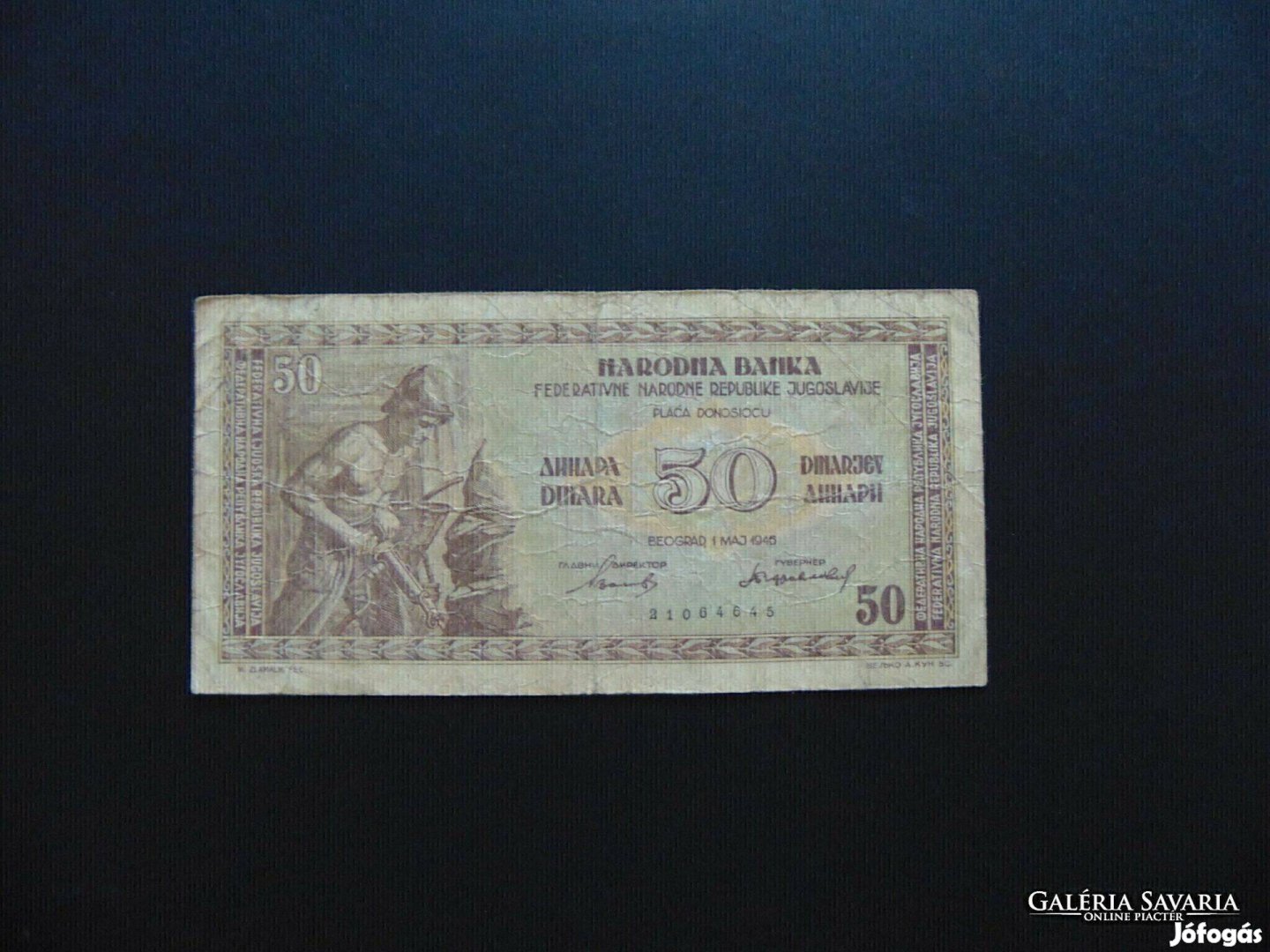 Jugoszlávia 50 dinár 1946 03 Ritkább bankjegy