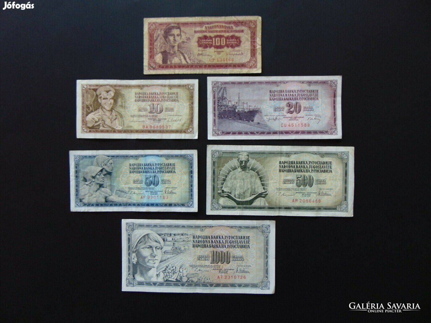 Jugoszlávia 6 darab dinár bankjegy LOT !