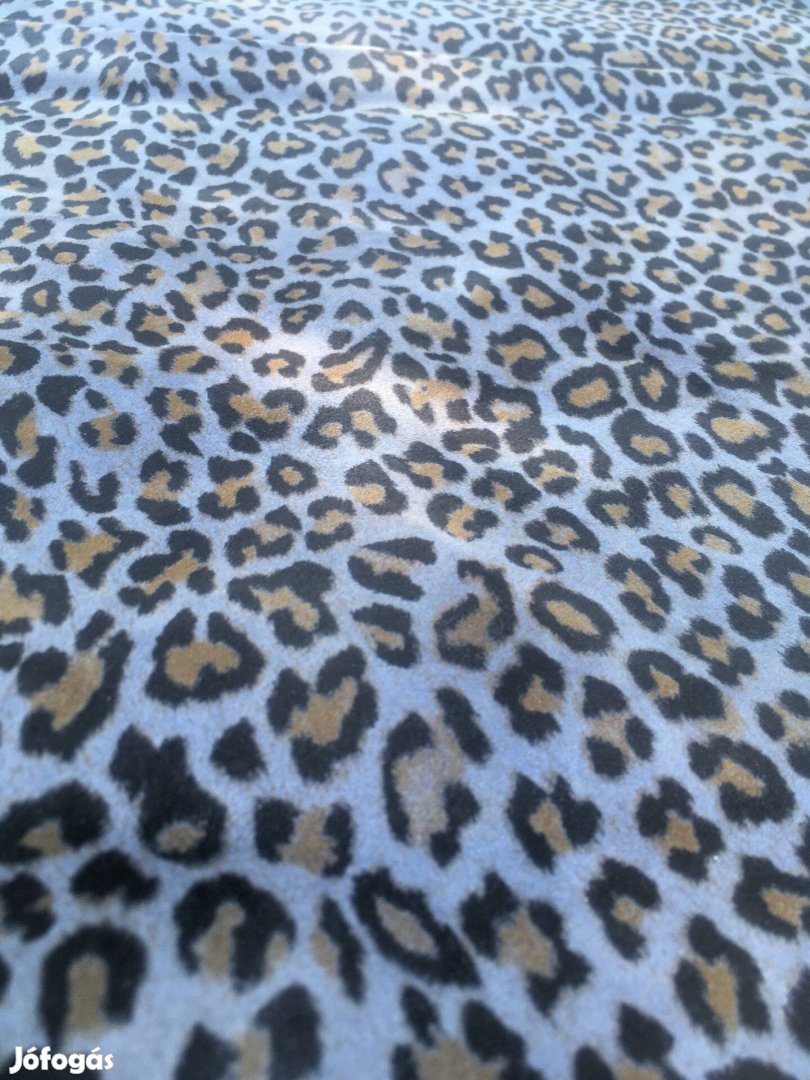 Juh bőr anyag leopárd mintás Kék