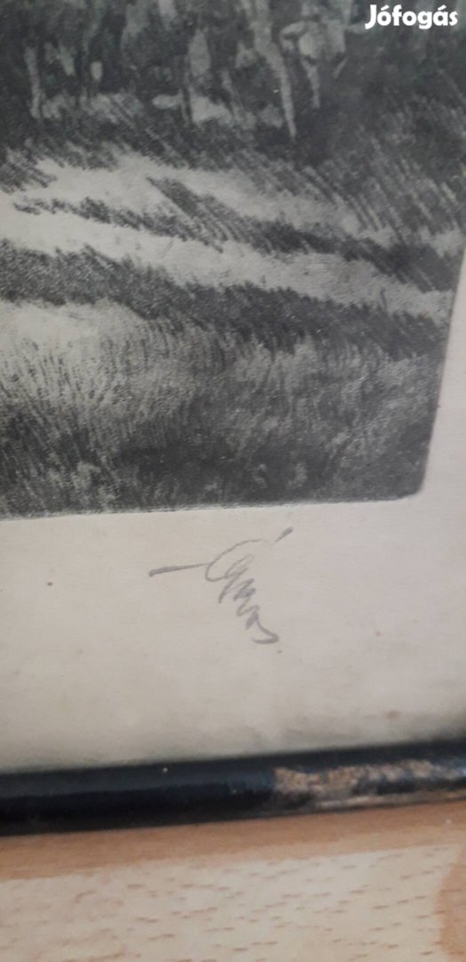 Juhnyáj "hazatérés" grafika/nyomat üvegezett keretben. Mérete: 26x35 c