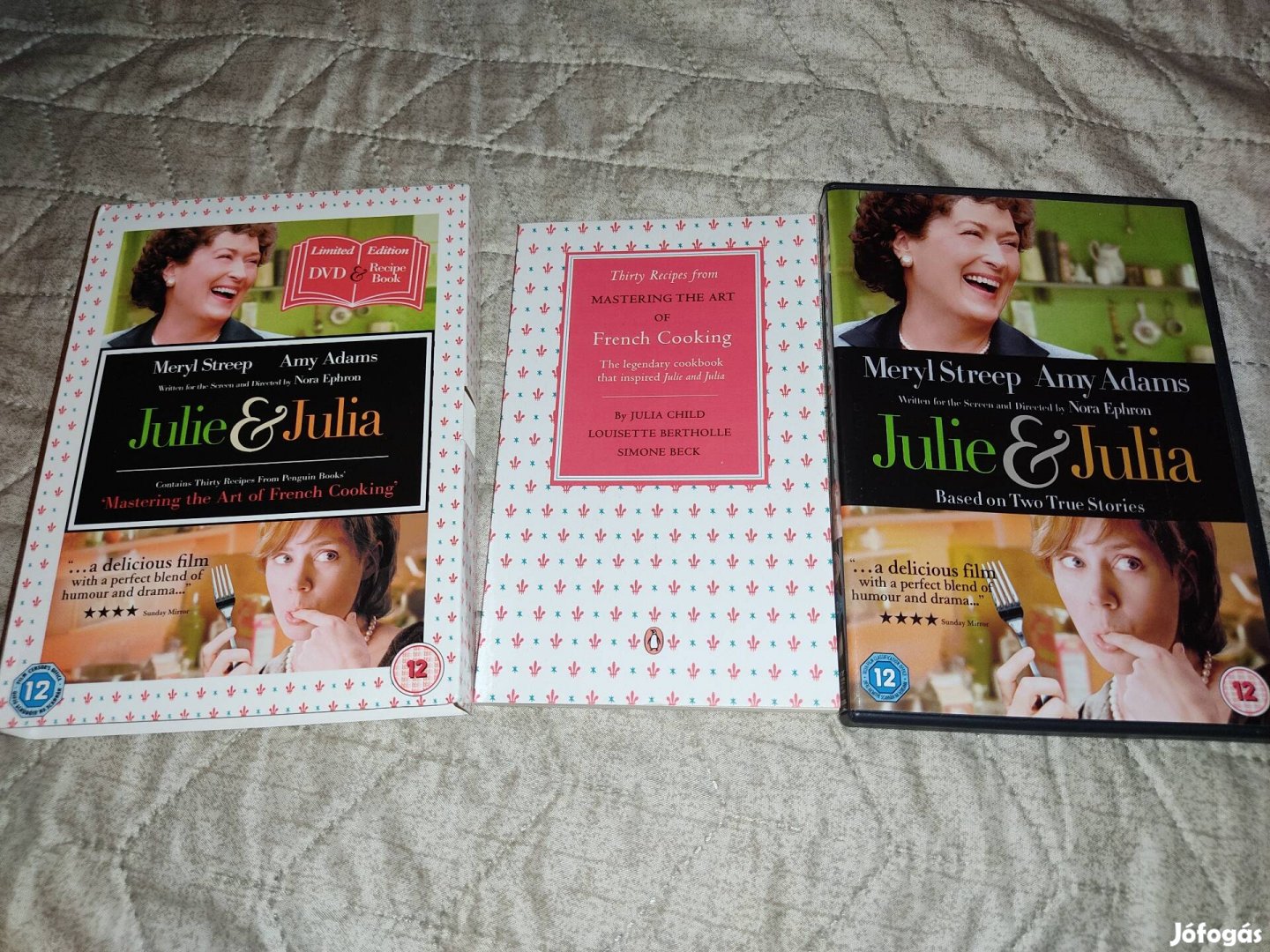 Julie & Julia DVD papírfeknivel és receptkönyvvel