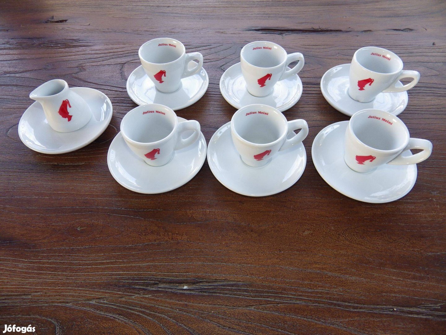 Julius Meinl fehér porcelán csésze espressohoz 6 + tejes kancsó