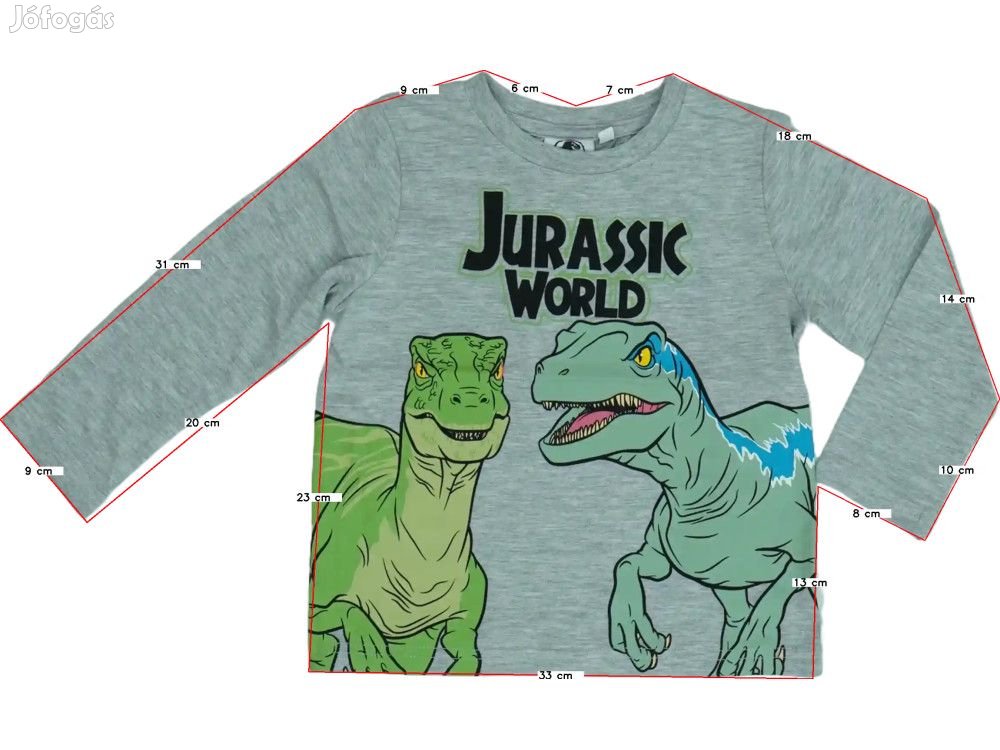 Jurassic World Új (címkés) Fiú Hosszú ujjú felső (Méret: 110)