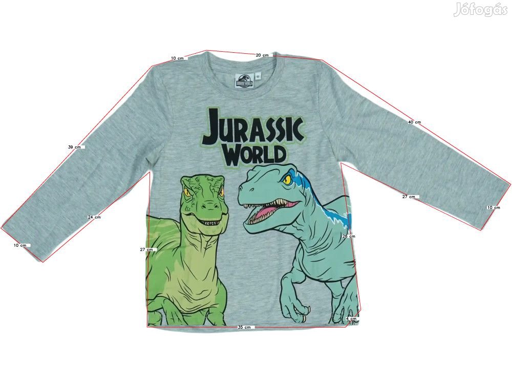 Jurassic World Új (címkés) Fiú Hosszú ujjú felső (Méret: 122)