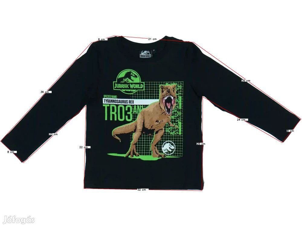 Jurassic World Új (címkés) Fiú Hosszú ujjú felső (Méret: 98)