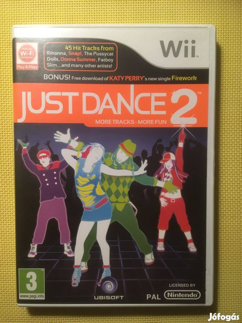 Just Dance 2 eredeti Nintendo Wii játék, hajszálkarcos, 3 hónap gari