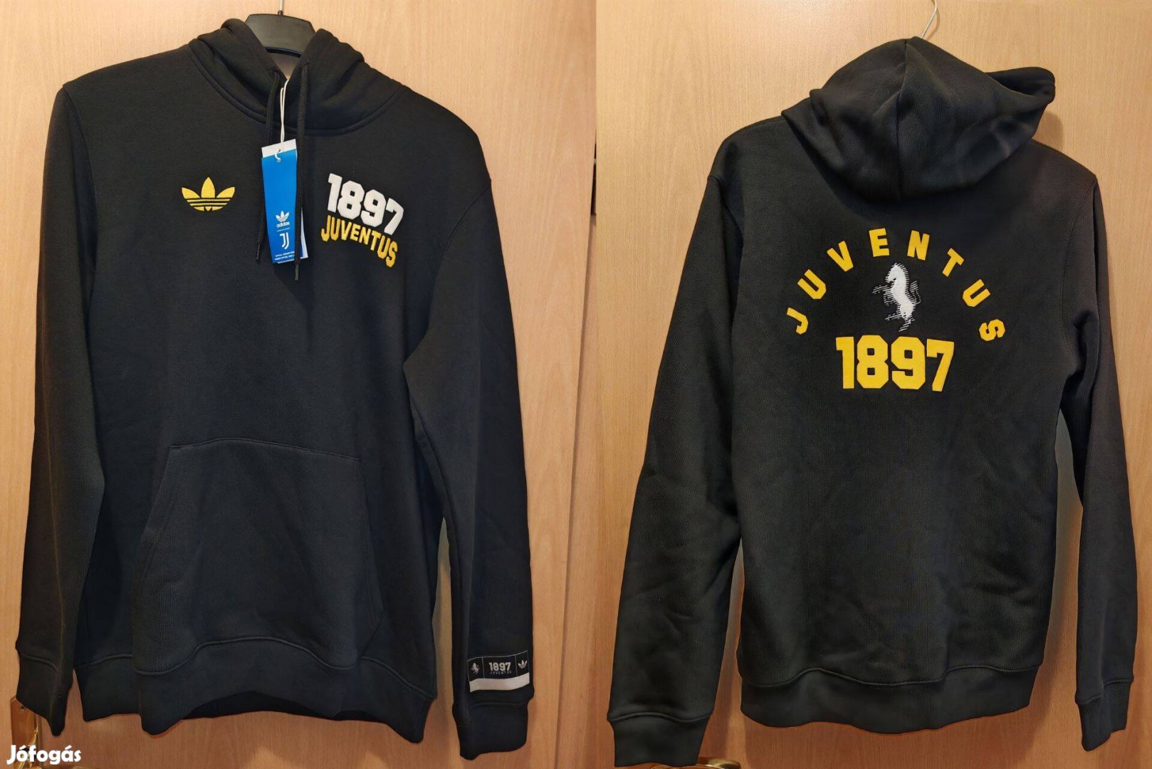 Juventus eredeti adidas Originals fekete 2024-25 kapucnis pulóver