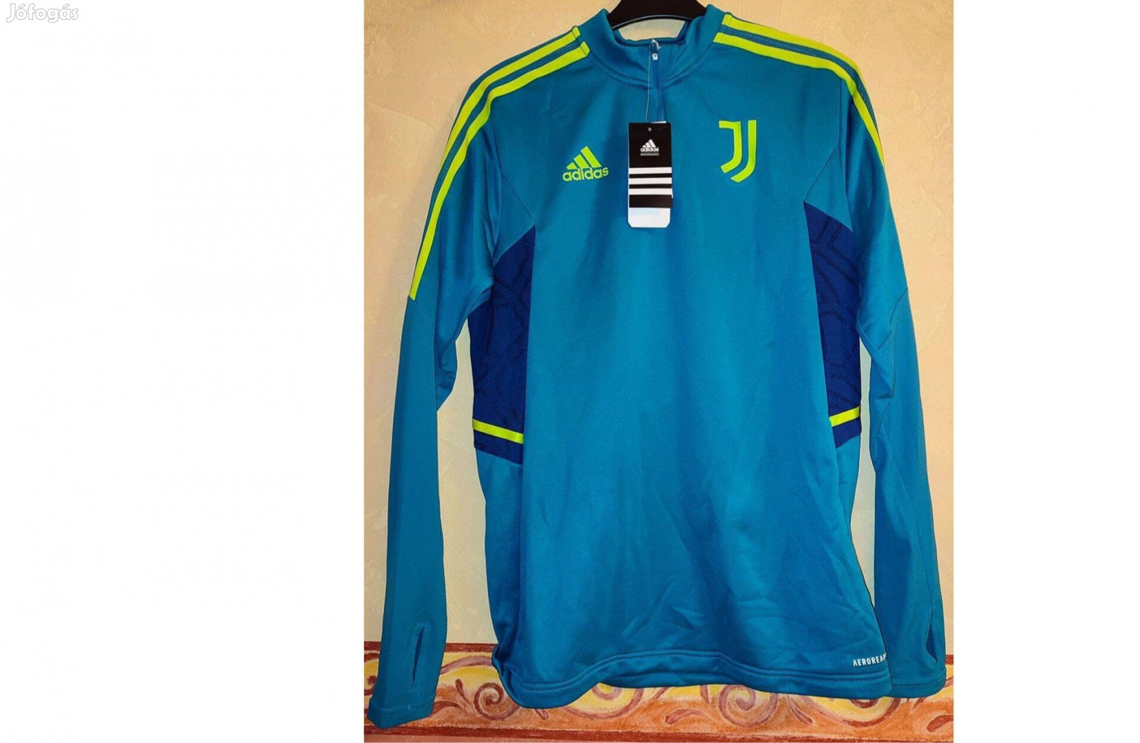 Juventus eredeti adidas zöldeskék cipzáras nyakú felső (M)