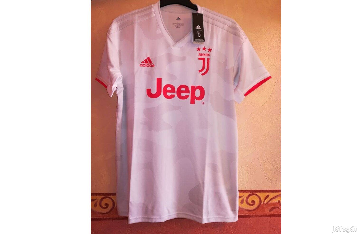 Juventus fehér mintás eredeti adidas 2019-2020 mez (M, L)