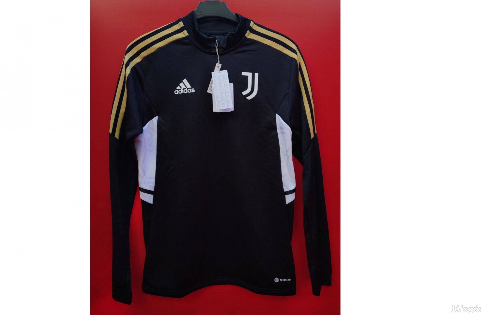 Juventus fekete arany eredeti adidas hosszú ujjú felső (S, XL)