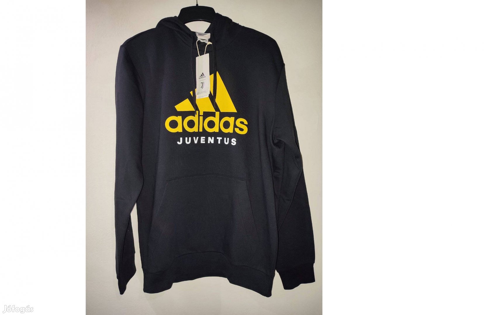 Juventus fekete eredeti adidas kapucnis pulóver (M)