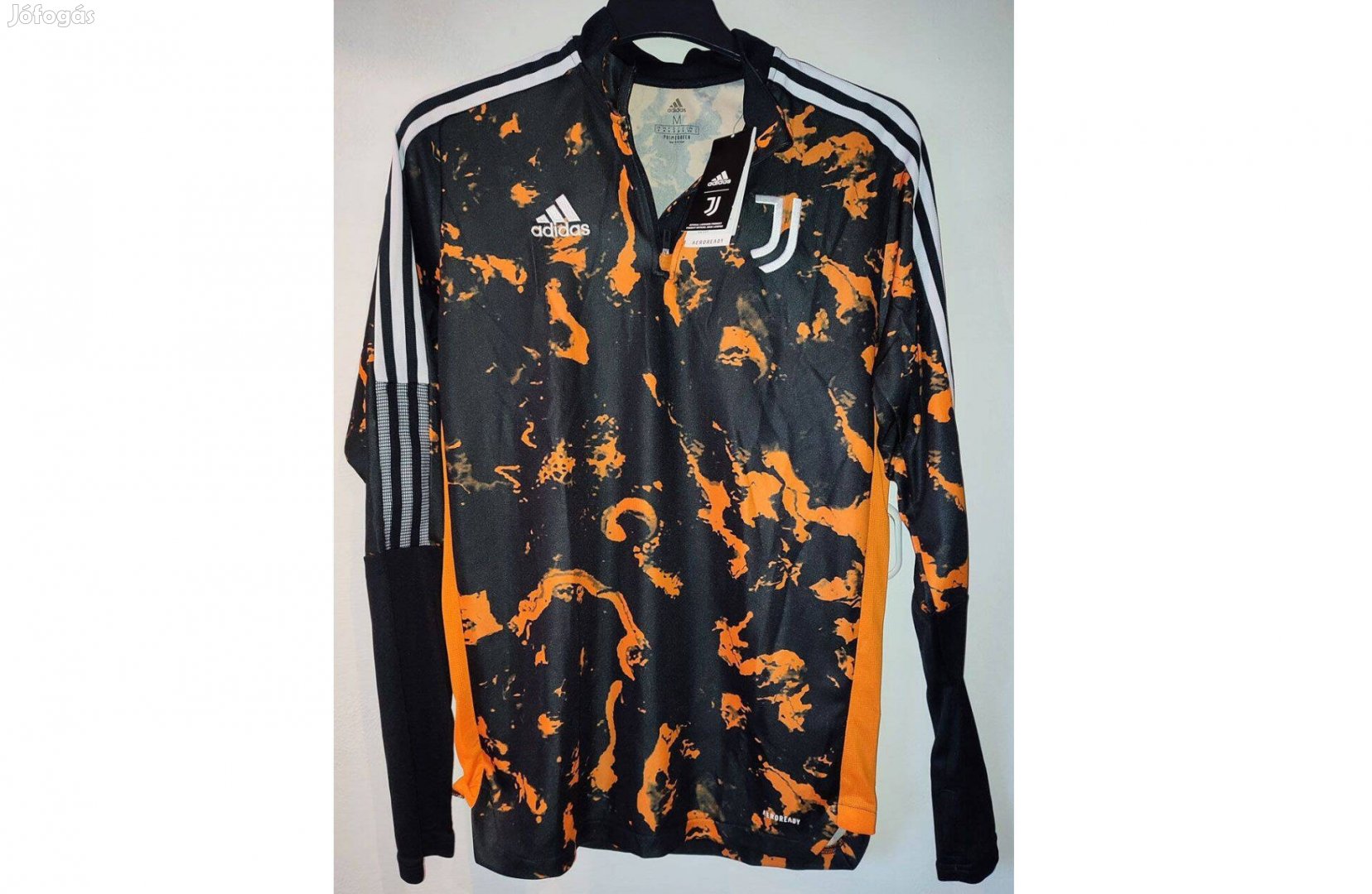 Juventus narancssárga fekete eredeti adidas cipzáras nyakú felső (M)