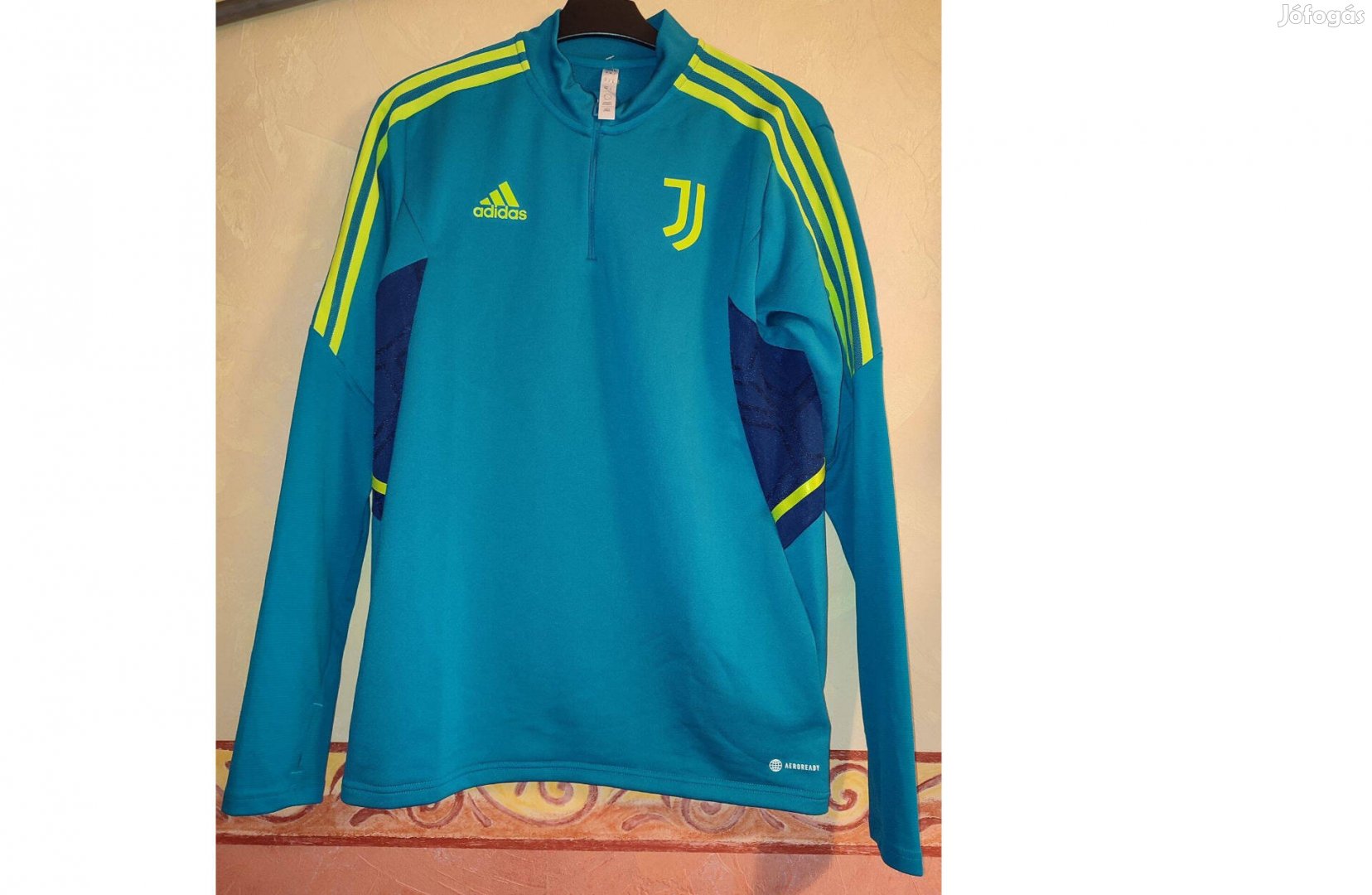 Juventus zöldeskék eredeti adidas cipzáras nyakú felső (M)