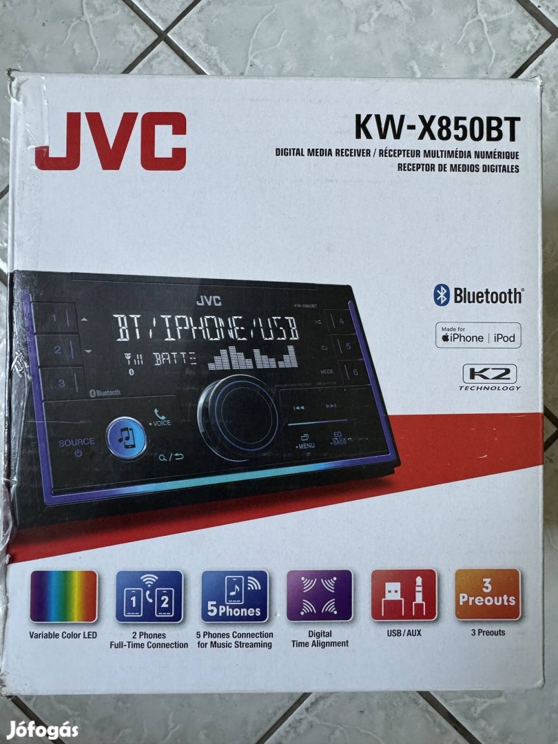 Jvc. 2 Din rádió usb/aux/bluetooth/spotify