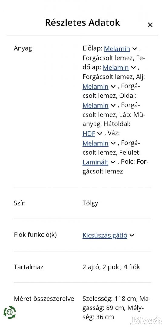 Jysk Jenslev tálalószekrény / komód