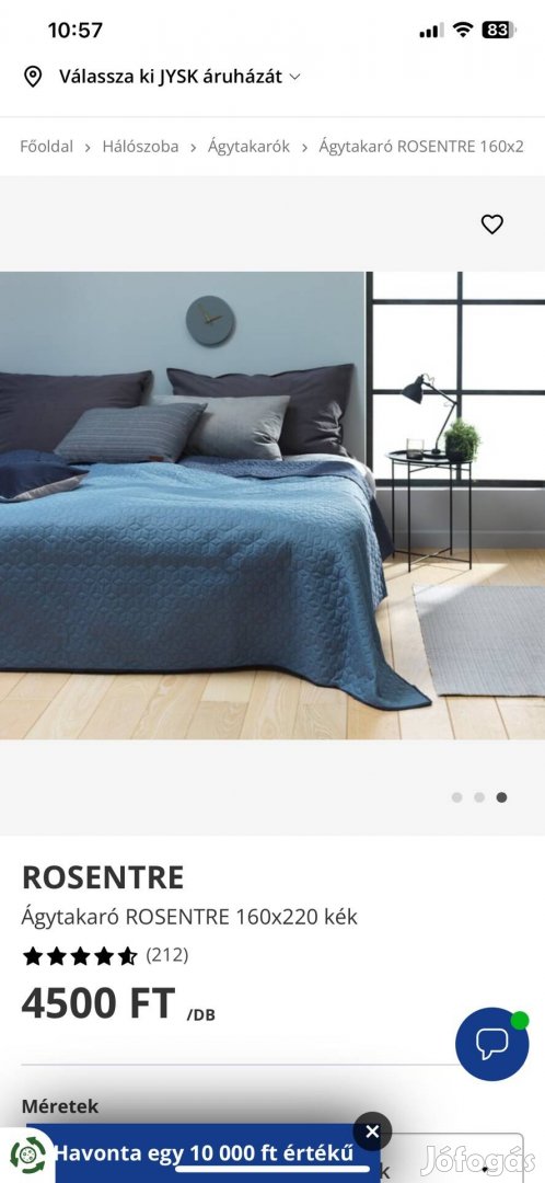 Jysk ágytakaró kék 160x220