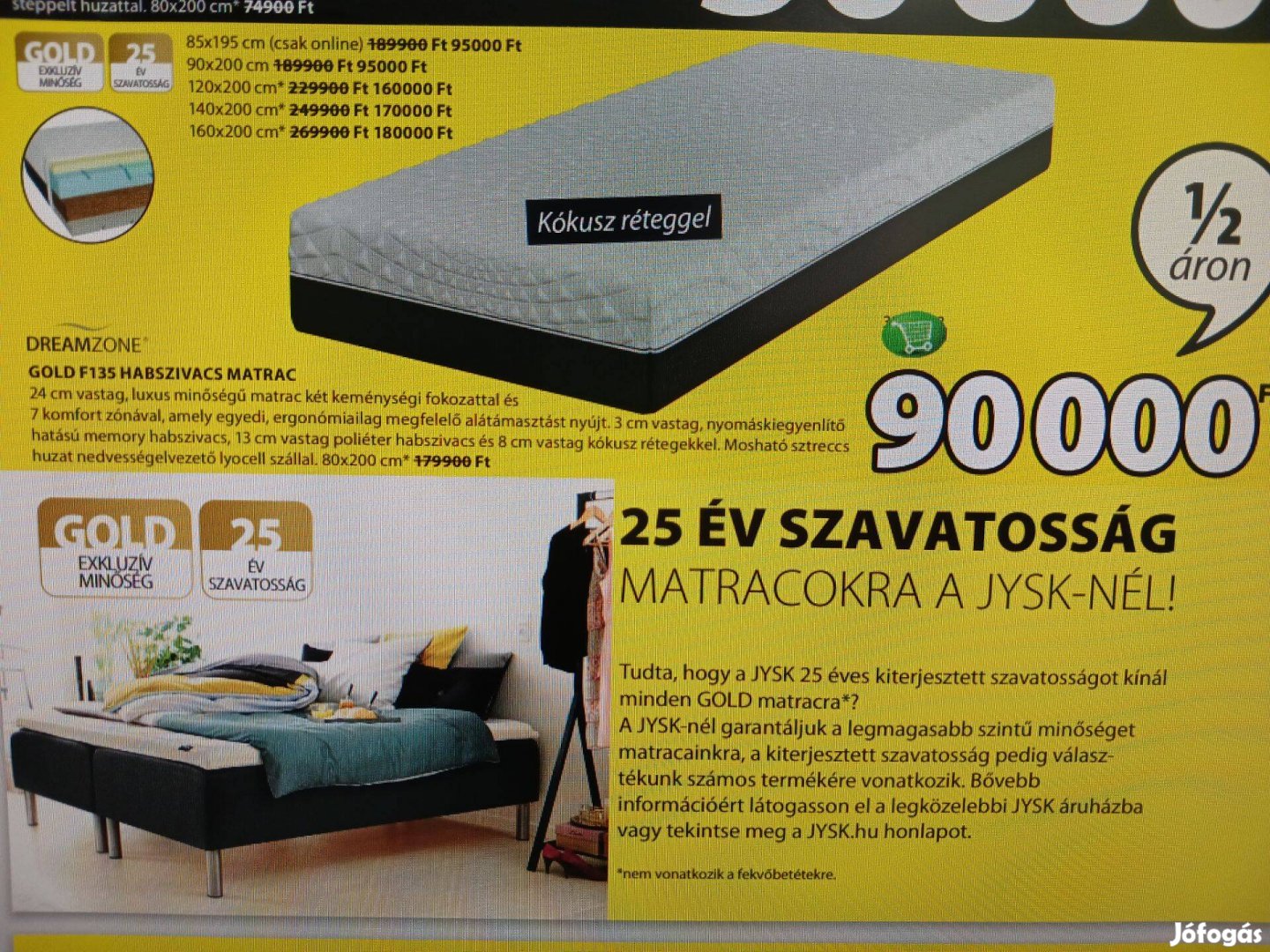 Jysk gold F135 matrac 90x200
